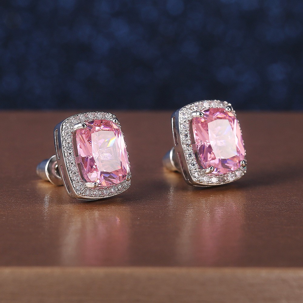 Bông tai đính đá zircon hình vuông thời trang dành cho nữ