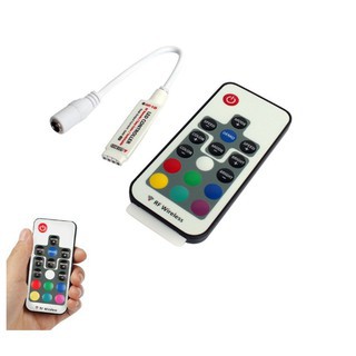 Bộ điều khiển led từ xa không dây xuyên tường RF 17 key DC 5-12-24VDC --- dành cho led RGB 5050/3528 4 chân