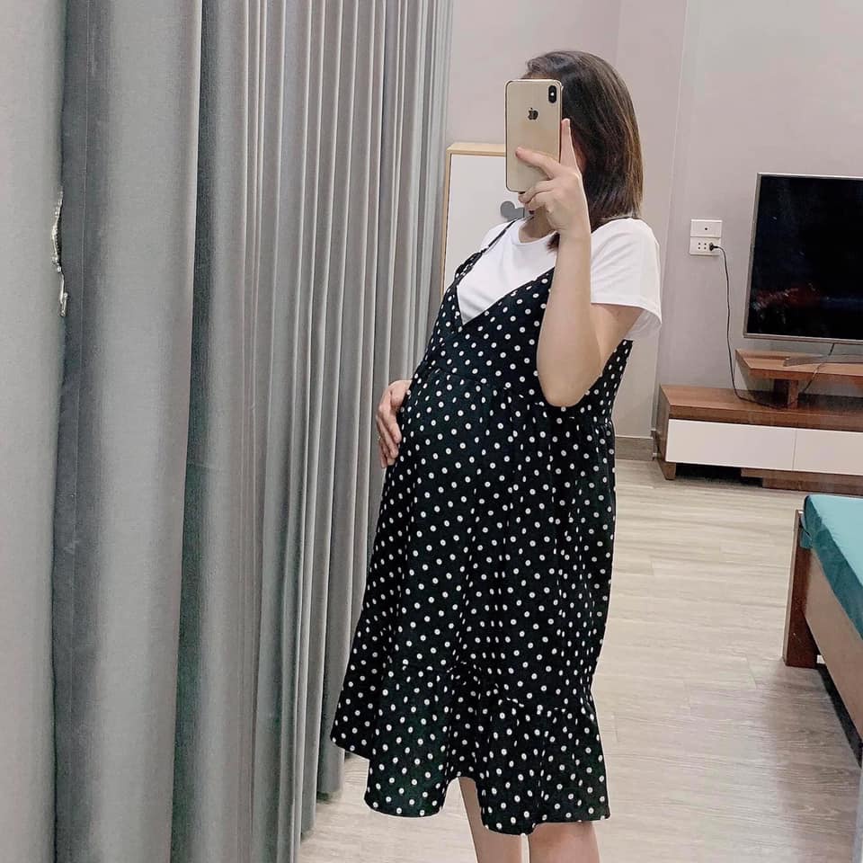 YẾM BẦU CHẤM BI ÁO COTTONG THẤM MỒ HÔI