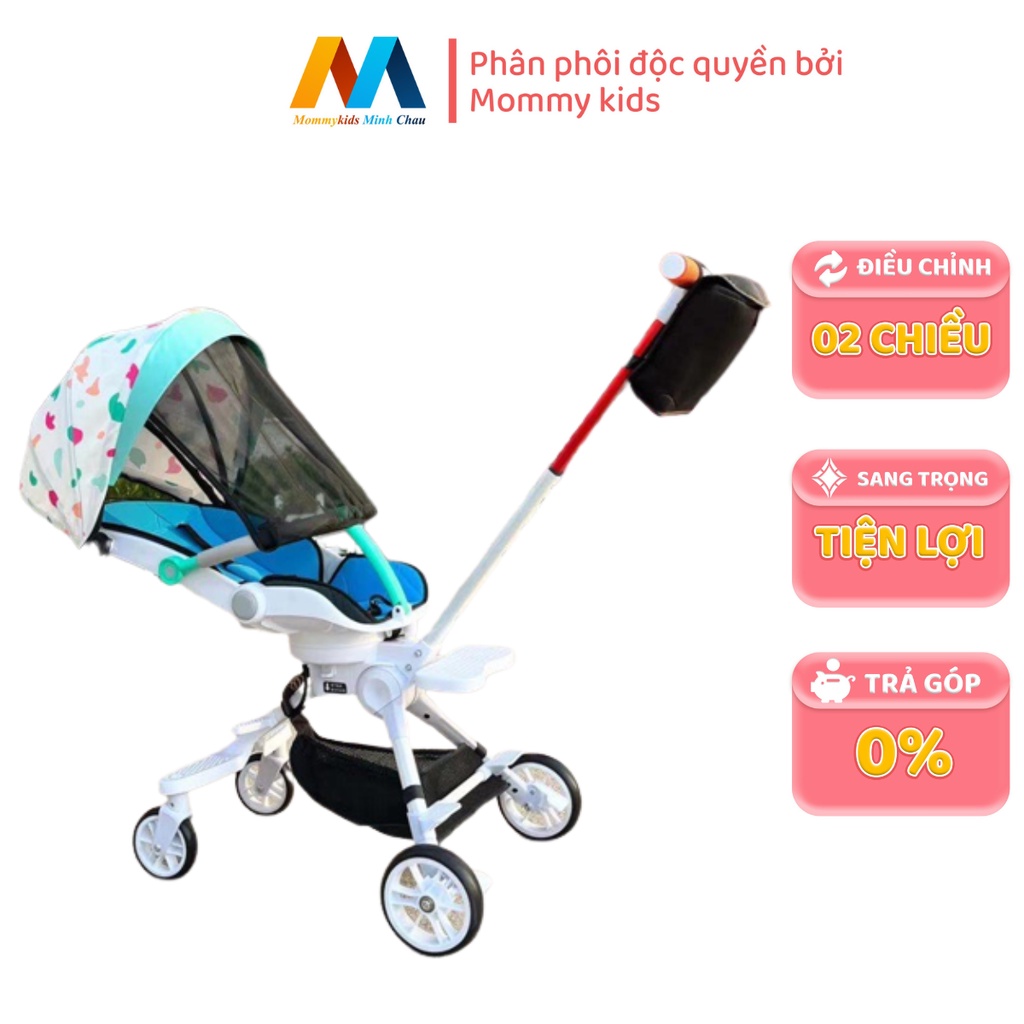 Xe đẩy du lịch MOMMYKIDS MINH CHAU Gấp Gọn 2 Chiều cho bé 0-5 tuổi tặng đệm và ô