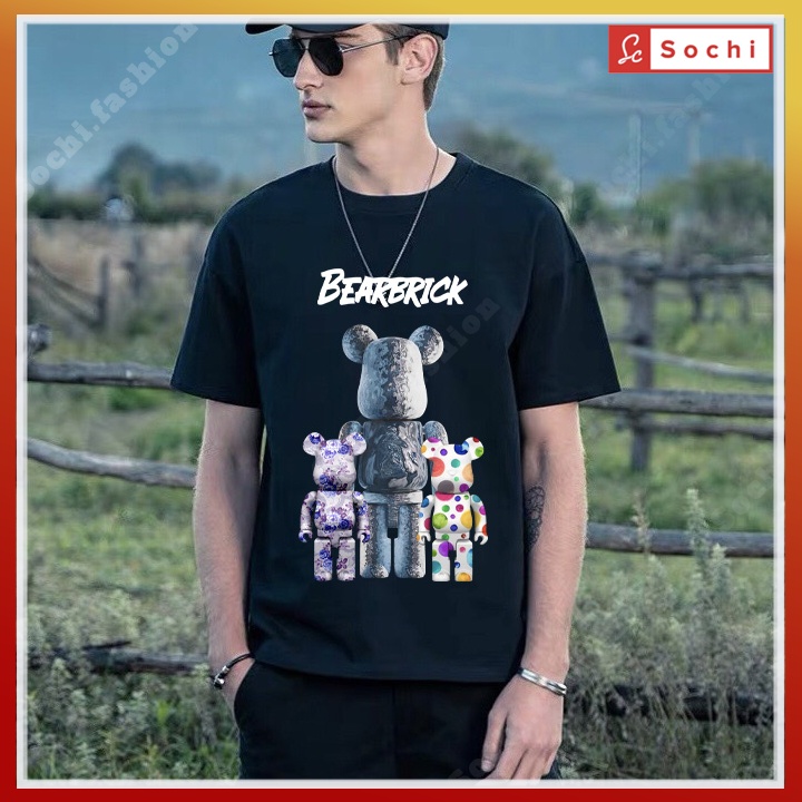 Áo nam tay ngắn cổ tròn, áo cotton nam tay ngắn in hinh BEARBRiCK CZ638