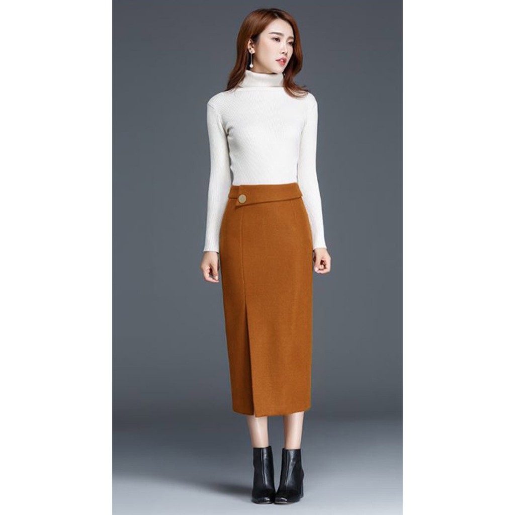 Chân Váy Midi Xẻ Tà Fashion