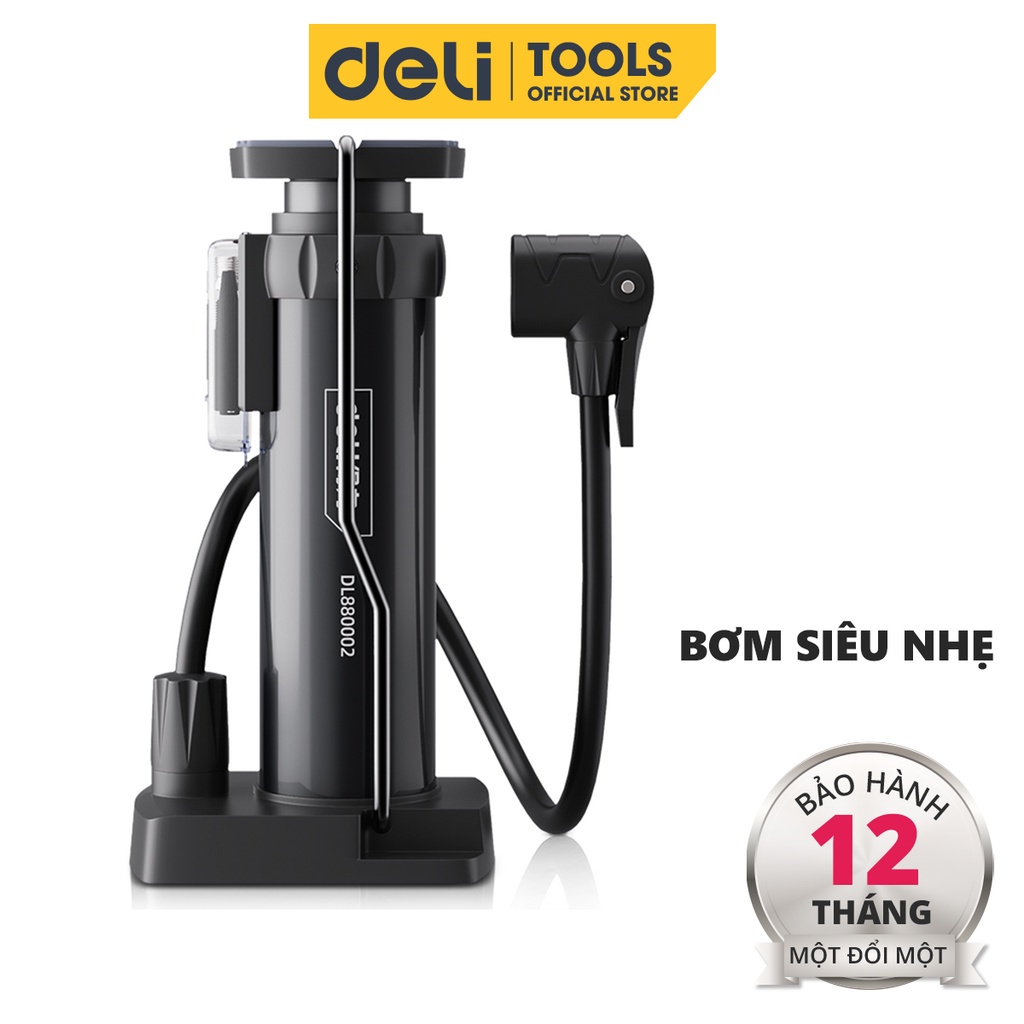 Bơm Xe Đạp Deli Đạp Chân - Siêu Nhẹ, Dễ Dàng Di Chuyển - Áp Suất Cao - DL880002