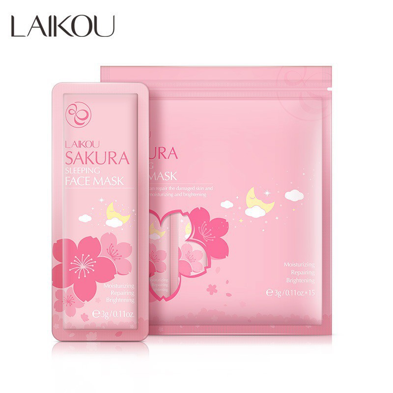 SET 15 Miếng Mặt Nạ Ngủ Hoa Anh Đào Sakura Sleeping Face Mask Chính Hãng