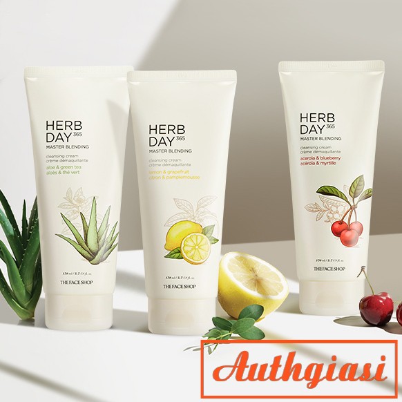 Kem tẩy trang The Face Shop Herb Day 365 Master Blending Cleansing Cream TFS làm sạch sâu KTT 170ml