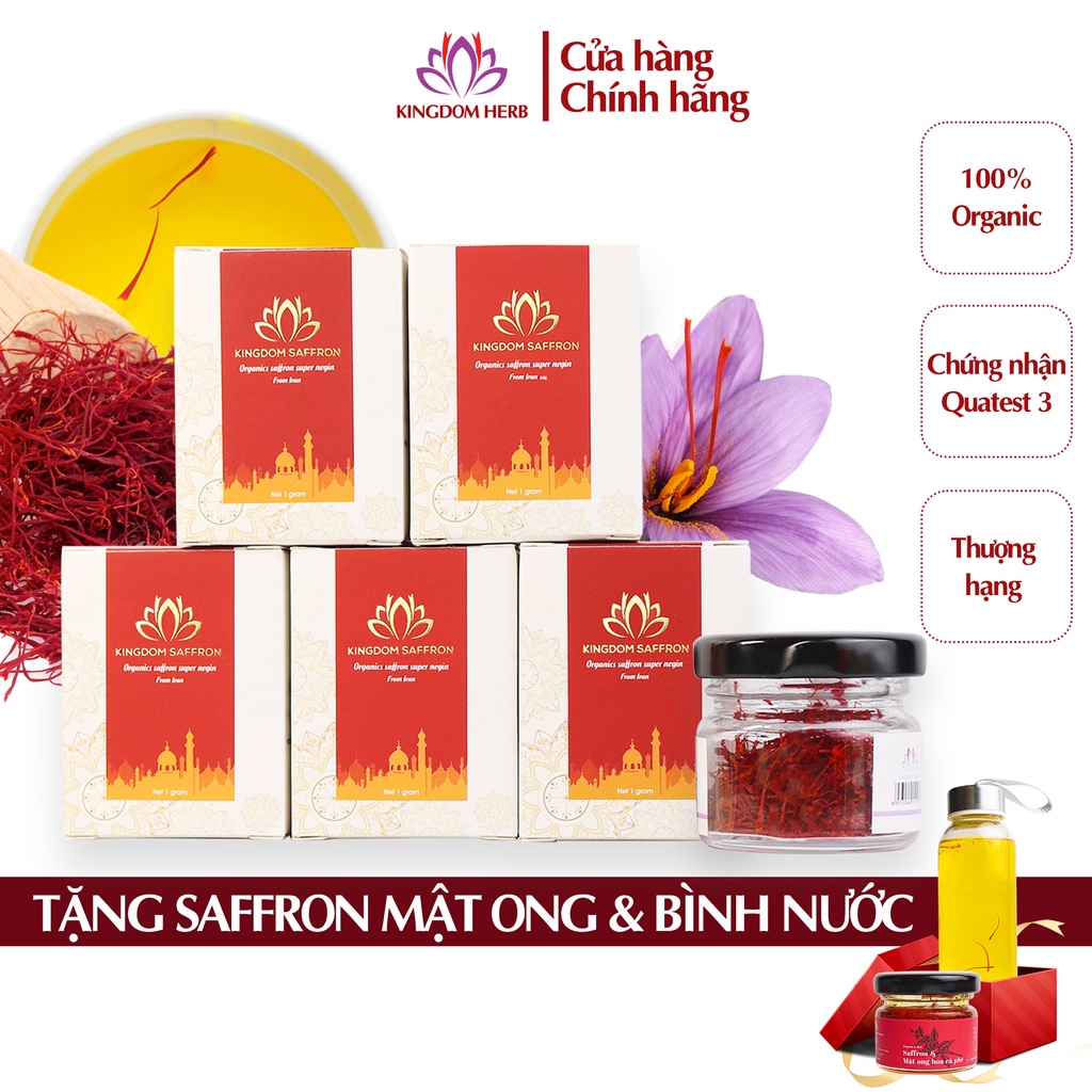 Combo saffron nhụy hoa nghệ tây Kingdom Herb chính hãng thượng hạng 1g x 5 hộp