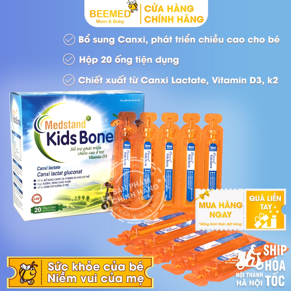 Canxi ống cho bé Medstand Kids Bone - bổ sung canxi, D3 và K2 phát triển chiều cao cho trẻ, giảm còi xương