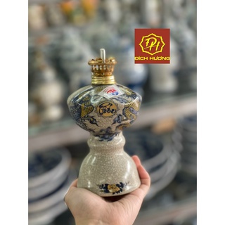 Đèn dầu men rạn Bát Tràng( giá 1 chiếc kèm bóng + bấc đèn)