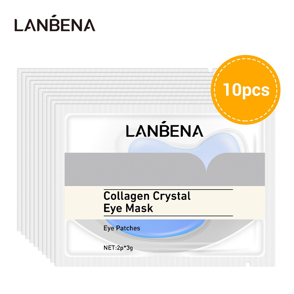 Set 10 mặt nạ Lanbena tinh chất vàng 24K collagen chống nếp nhăn chống lão hóa dưỡng ẩm loại bỏ quầng thâm mắt
