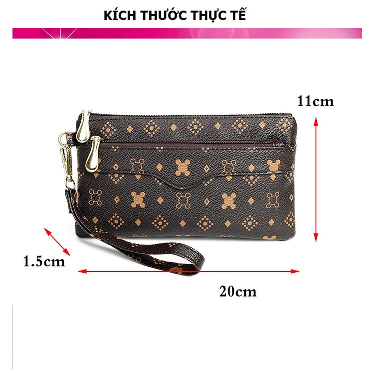 Ví da nữ cầm tay tiện ích 4 ngăn đựng điện thoại,thẻ, tiên mặt - Ví nữ Hot trends 2021