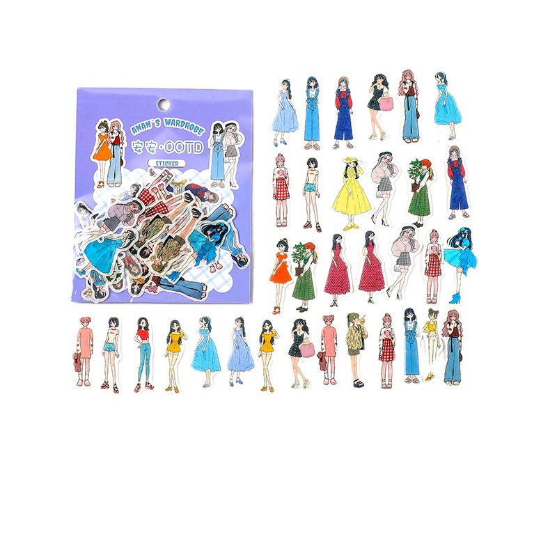 Set 40 Miếng Dán Washi Hình Dễ Thương Dùng Trang Trí Sổ Tay/ Album Ảnh DIY