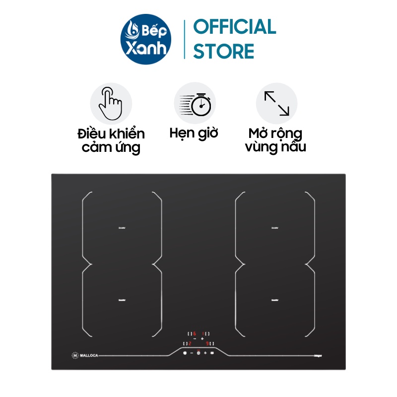 Bếp từ 4 vùng nấu Malloca MI 784-ITG - Công suất 7400W, Nhập khẩu Châu Âu