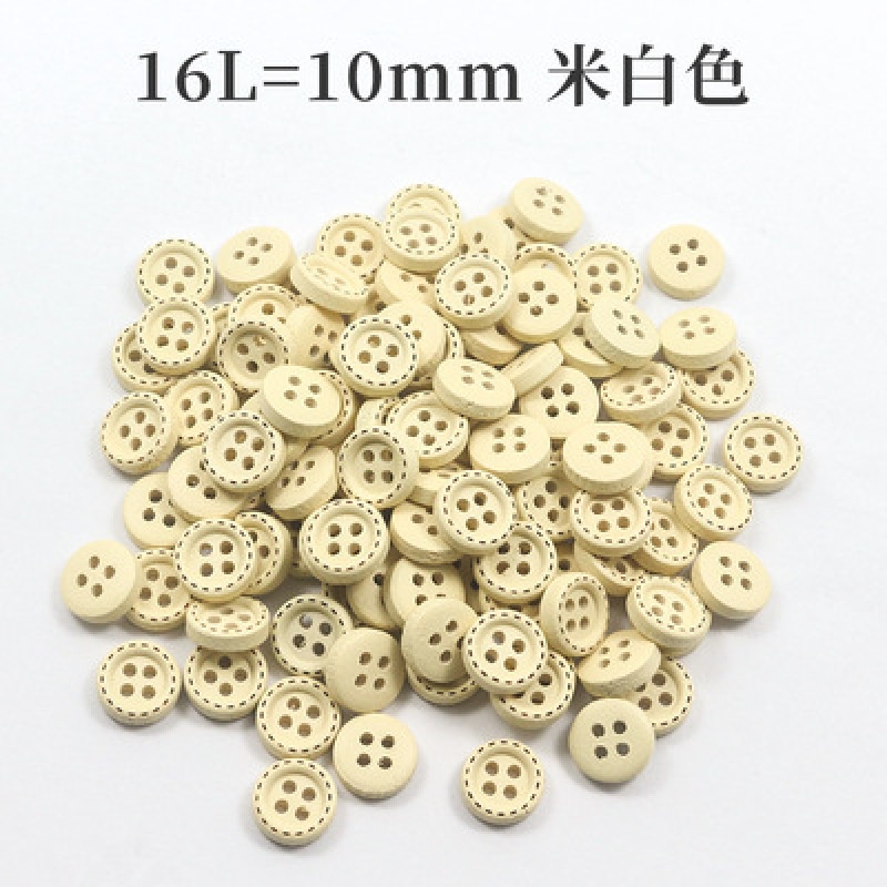 Set 100 cúc áo gỗ 10mm kiểu dáng xinh xắn tiện dụng