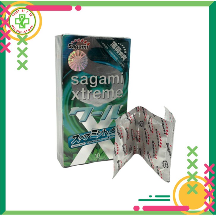 Bao cao su Sagami Spearmint hương thơm bạc hà, kéo dài thời gian quan hệ (Hộp 10 chiếc ) [Halongstars]