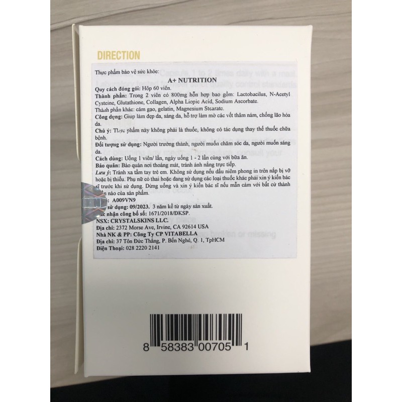 Viên Uống Trắng Da WHITE Collection A+ Nutrition | Thế Giới Skin Care