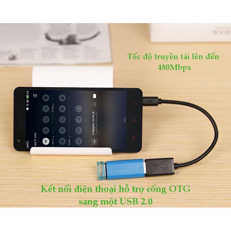 Dây Micro USB 2.0 OTG dạng tròn dài 12cm UGREEN 10396