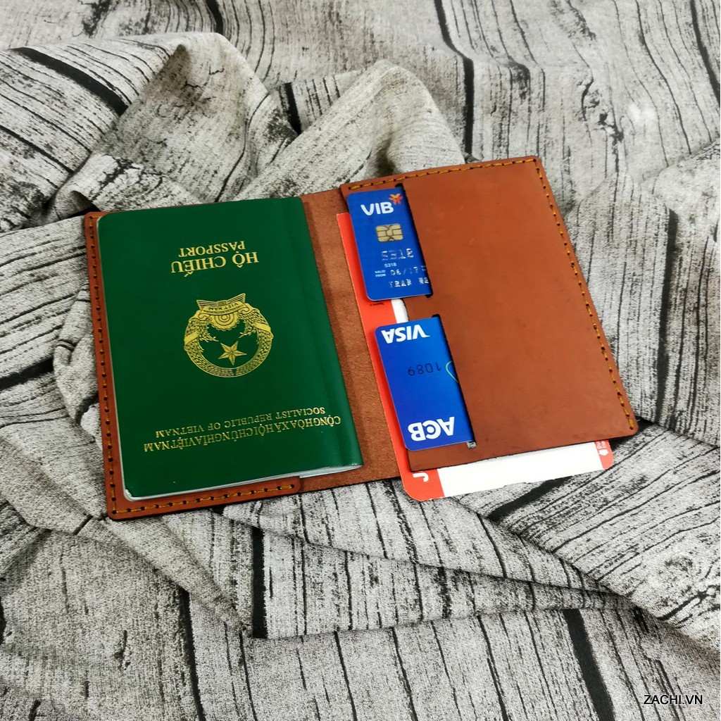 Ví đựng passport da bò, bao da đựng hộ chiếu da thật 100% - Zachi PP921