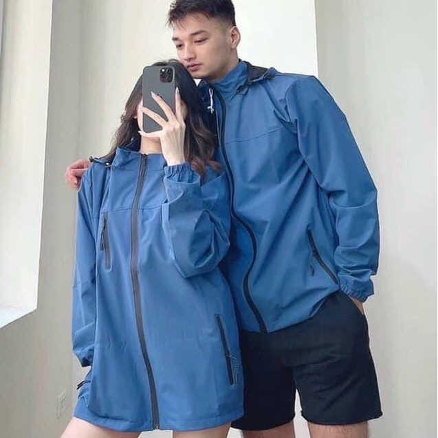 Áo khoác gió nam nữ, áo khoác dù chống nước nhẹ, mã AKG1, mầu đen, ghi, xanh than