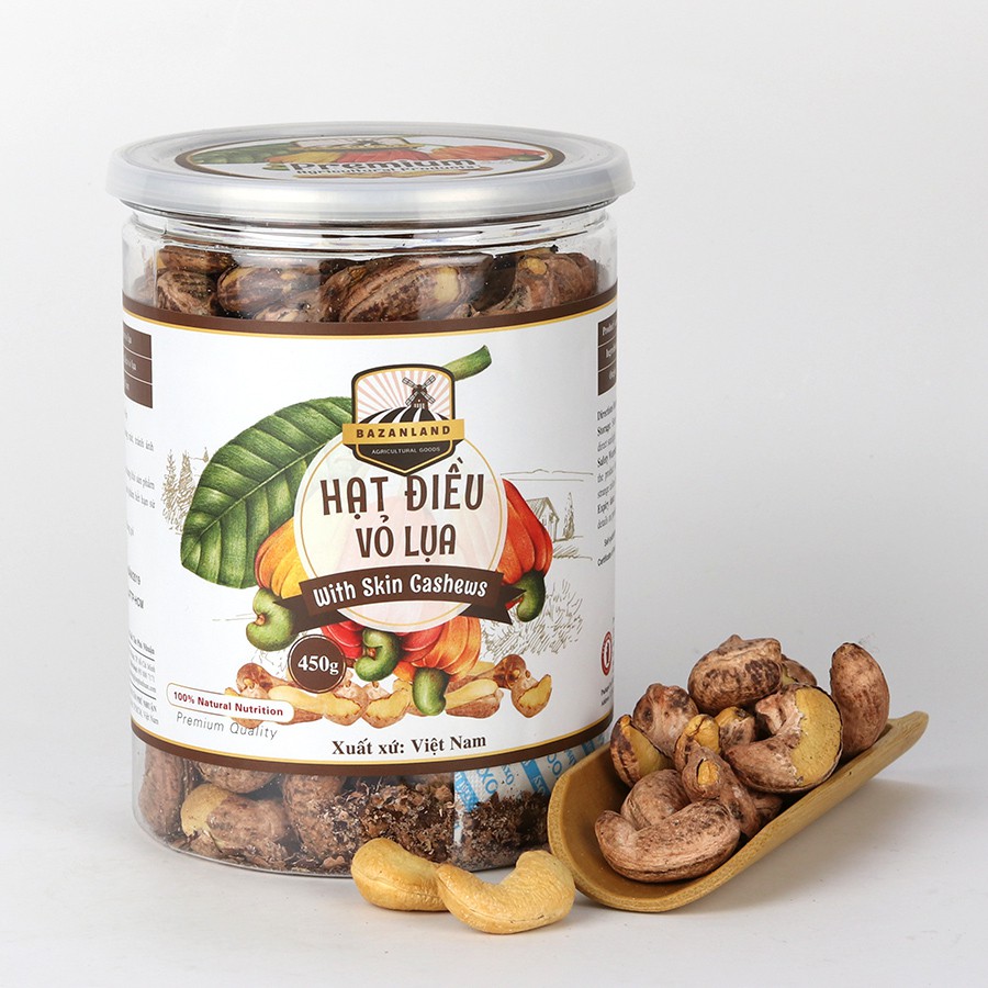 Hạt Điều Rang Muối Vỏ Lụa – Bazanland 450g