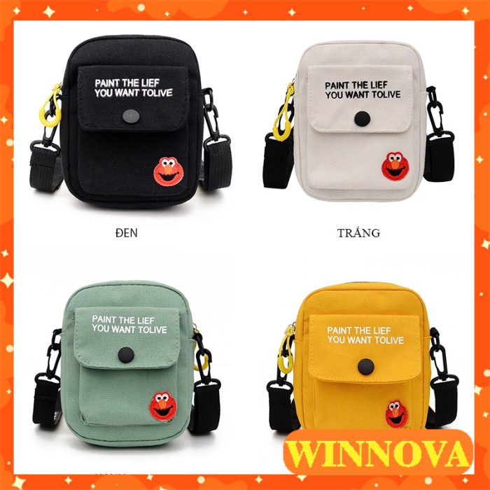 Túi tote vải đeo chéo canvas bag giá rẻ đẹp đi học WINNOVA TA724