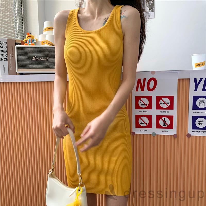 Đầm Ôm Màu Trơn Thiết Kế Đơn Giản Tôn Dáng Cho Nữ