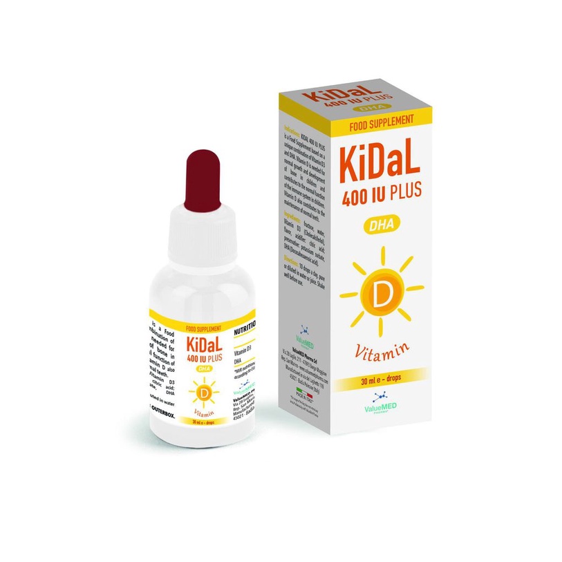 Kidal 400 IU Plus.Bổ Sung Vitamin D3,DHA Giúp Hấp Thu Canxi,Phát Triển Trí Não