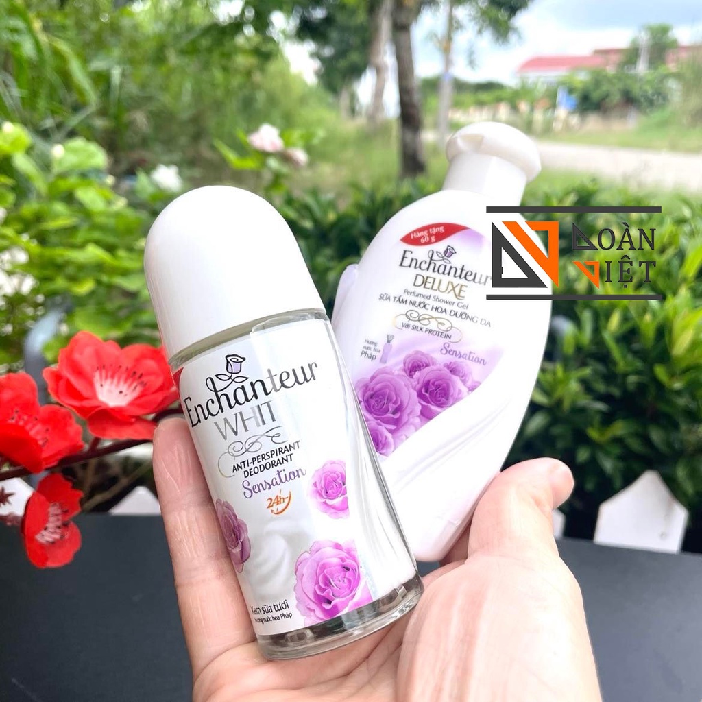 [Tặng sữa tắm] LĂN NÁCH khử mùi Enchanteur 50ml - Khử mùi, trắng da, hương thơm dịu nhẹ quyến rũ. Không gây vàng áo