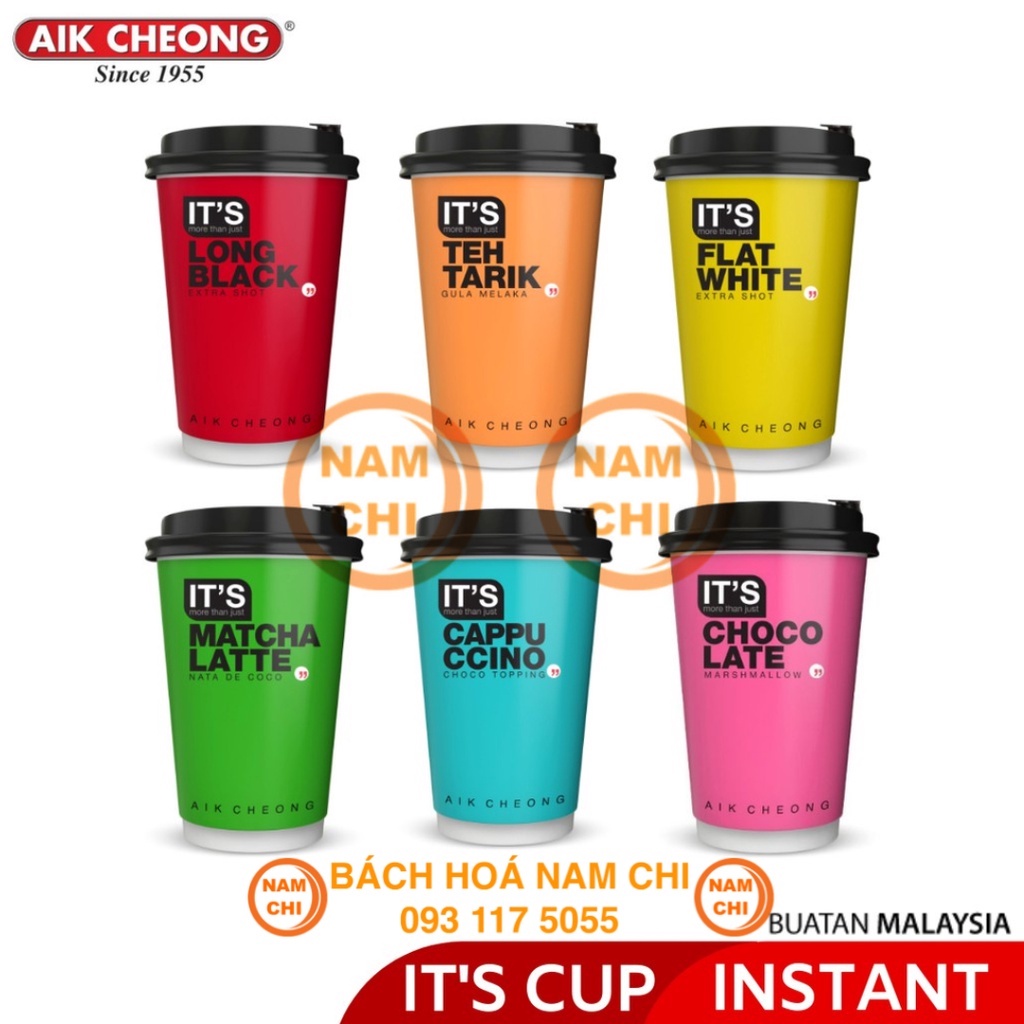 Trà Sữa Cà Phê Pha Uống Liền Aik Cheong It's Teh Tarik Cappuccino Chocolate Cup Uống Cực Ngon Tiện Lợi