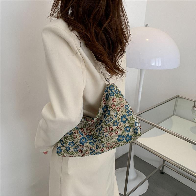 Túi đeo chéo JASMIN NOIR bằng vải họa tiết hoa lá thời trang dễ thương cho nữ