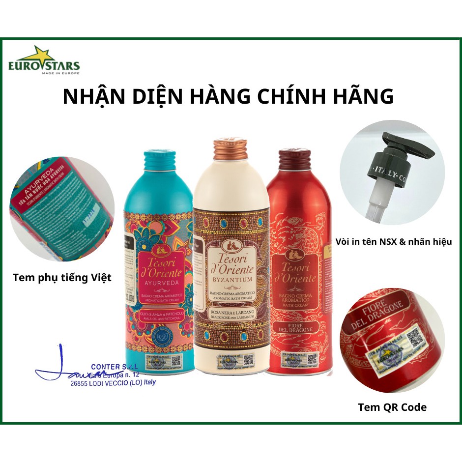 [ Hàng Chính Hãng ] Sữa Tắm Hương Sen Chai Nhôm Màu Nâu Tesori Ý Kèm Vòi 500ml