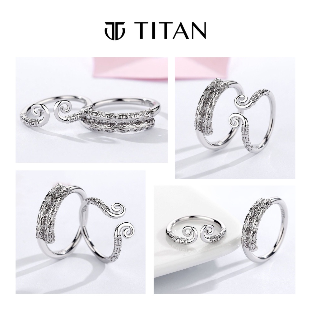 Nhẫn đôi Tôn Ngộ Không, nhẫn nam nữ thời trang Gậy Như Ý và Vòng Kim Cô màu bạc 925, ring Titan Shop freesize unisex