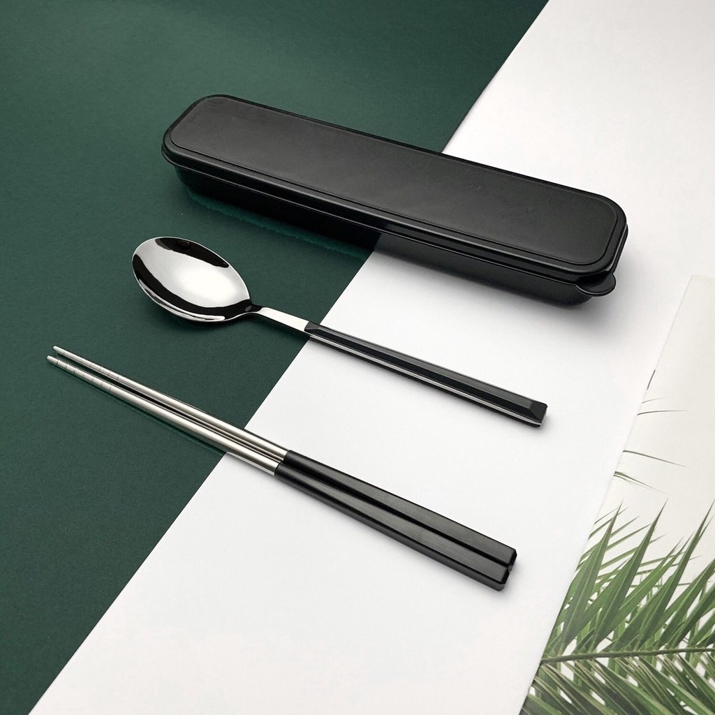 Bộ muỗng đũa nĩa INOX cao cấp tiện dụng cho văn phong, trường học , du lịch.... ( KÈM HỘP )
