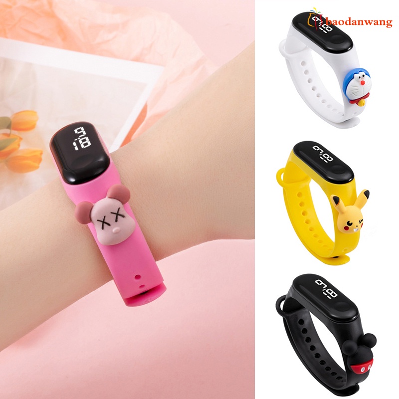 Đồng hồ đeo tay màn hình hiển thị LED điện tử màu trắng chống thấm nước thiết kế hoạt hình đáng yêu dành cho trẻ em Mi 3