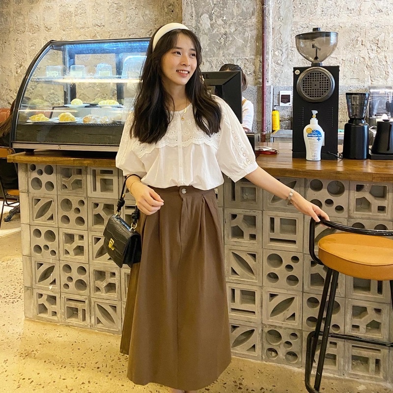 Chân váy midi dáng xòe chữ A- Chân váy chữ A công sở chất kaki