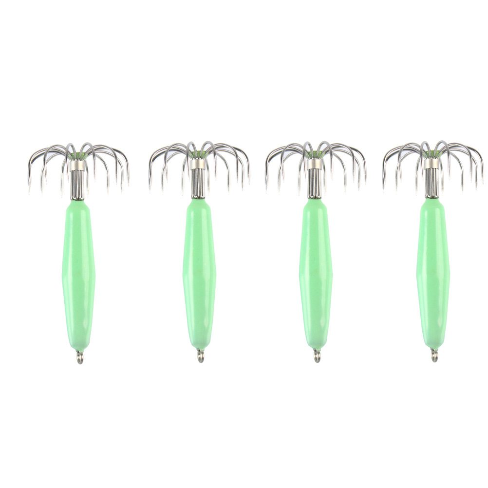 Móc Câu Hình Mực Phát Sáng Bằng Thép Không Gỉ Kèm 12 Đầu Kim Thổi