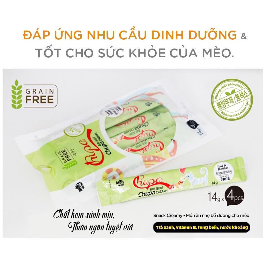 [DINH DƯỠNG CAO CHO MÈO] Hộp 4 tuýp Sốt dinh dưỡng cho mèo MEOWOW Chupa Creamy 56g - Snack cho mèo - Ăn vặt cho mèo