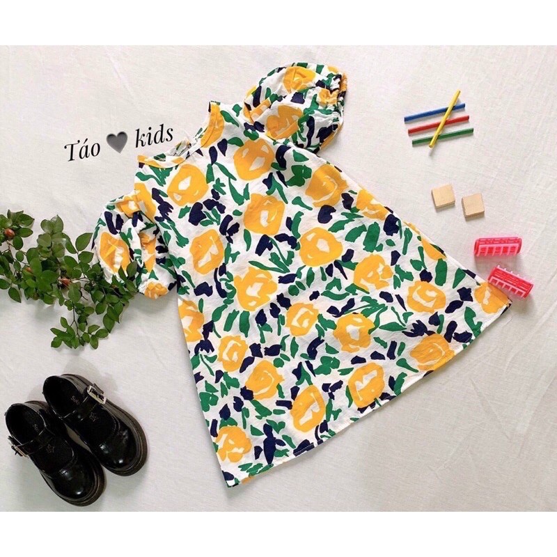 Váy hoa tay bồng bé gái