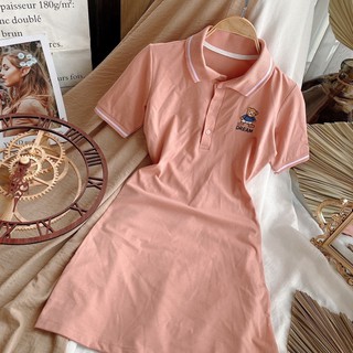 Đầm polo thêu gấu