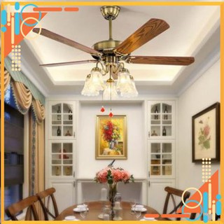 Quạt Trần Đèn 💥 Quạt Đèn Chùm LED CIZOMI Cánh Gỗ Phong Cách Cổ Điển 💥 Kèm Bóng LED Chuyên Dụng