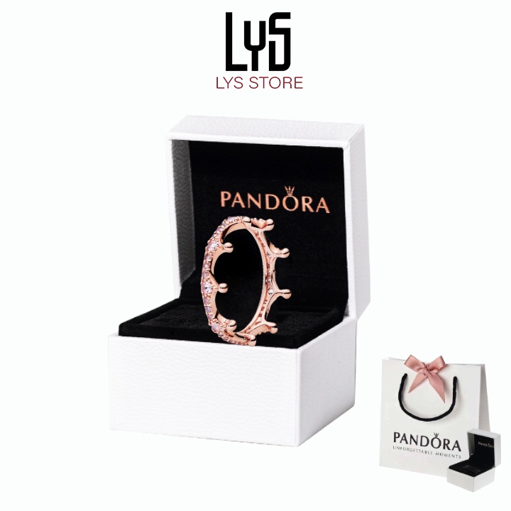 Nhẫn Pandora Clear Sparkling Crown Rose gold Ring