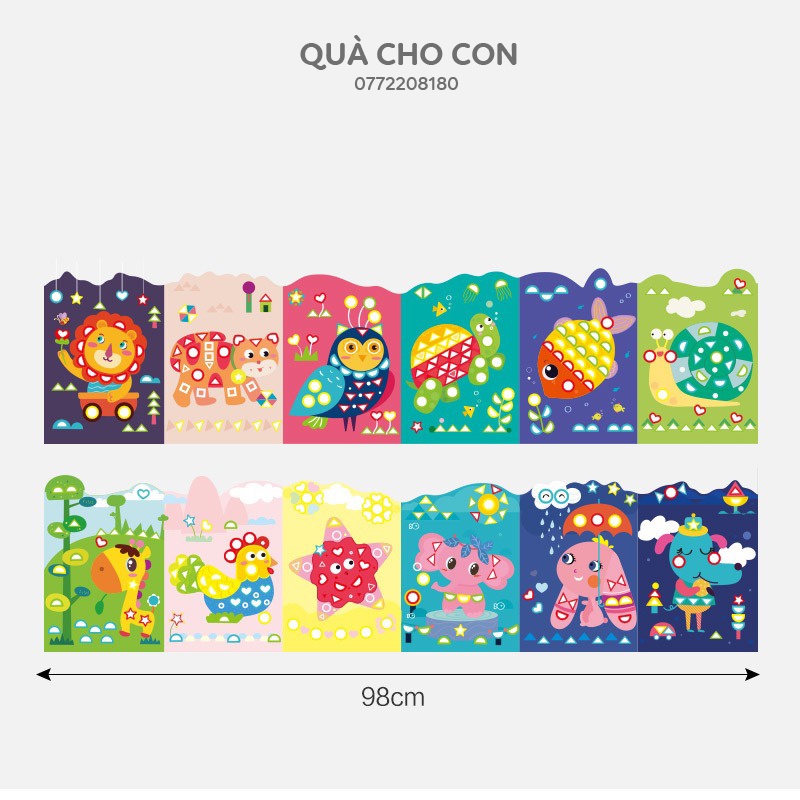 BỘ TRANH DÁN STICKER HÌNH KHỐI CHO BÉ SÁNG TẠO TRANG TRÍ CÁC LOÀI ĐỘNG VẬT