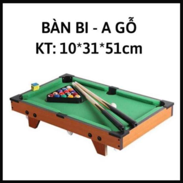 Bida Mini bằng Gỗ - Mặt bàn Vải Nỉ - 15 bi đánh số + 2 Gậy + 1 Tẩy - Kích thước 51*31*10cm