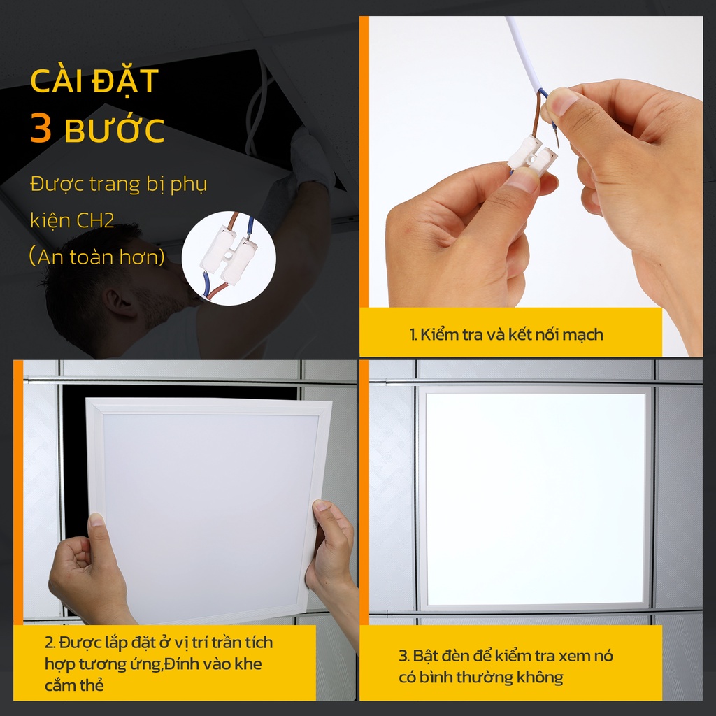 Đèn âm trần HYDERSON LED 24W 300x300 hình vuông siêu mỏng dành cho nhà cửa phòng học văn phòng cửa hàng