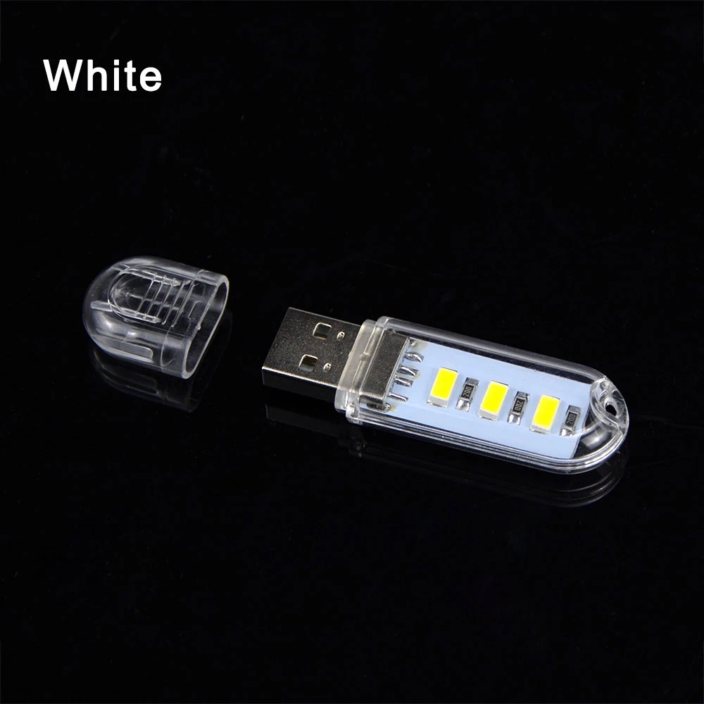 Đèn ngủ đèn đọc sách USB mini 3 LED ánh sáng trắng ấm áp DC 5V tiện lợi