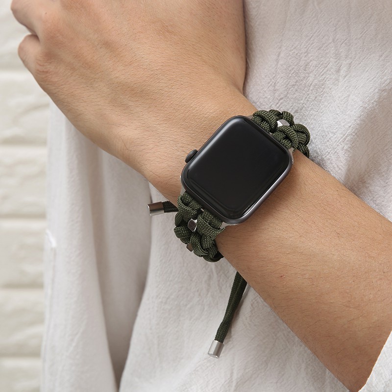 Dây nylon Bện Bằng Thép Không Gỉ 38mm 42mm Cho apple watch 6 5 4 SE 40 44mm 7 41 45mm