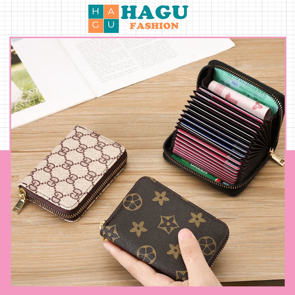VÍ NGẮN NỮ CẦM TAY KHÓA KÉO NHIỀU NGĂN ĐỂ THẺ HAGU CLASSIC TIỆN DỤNG