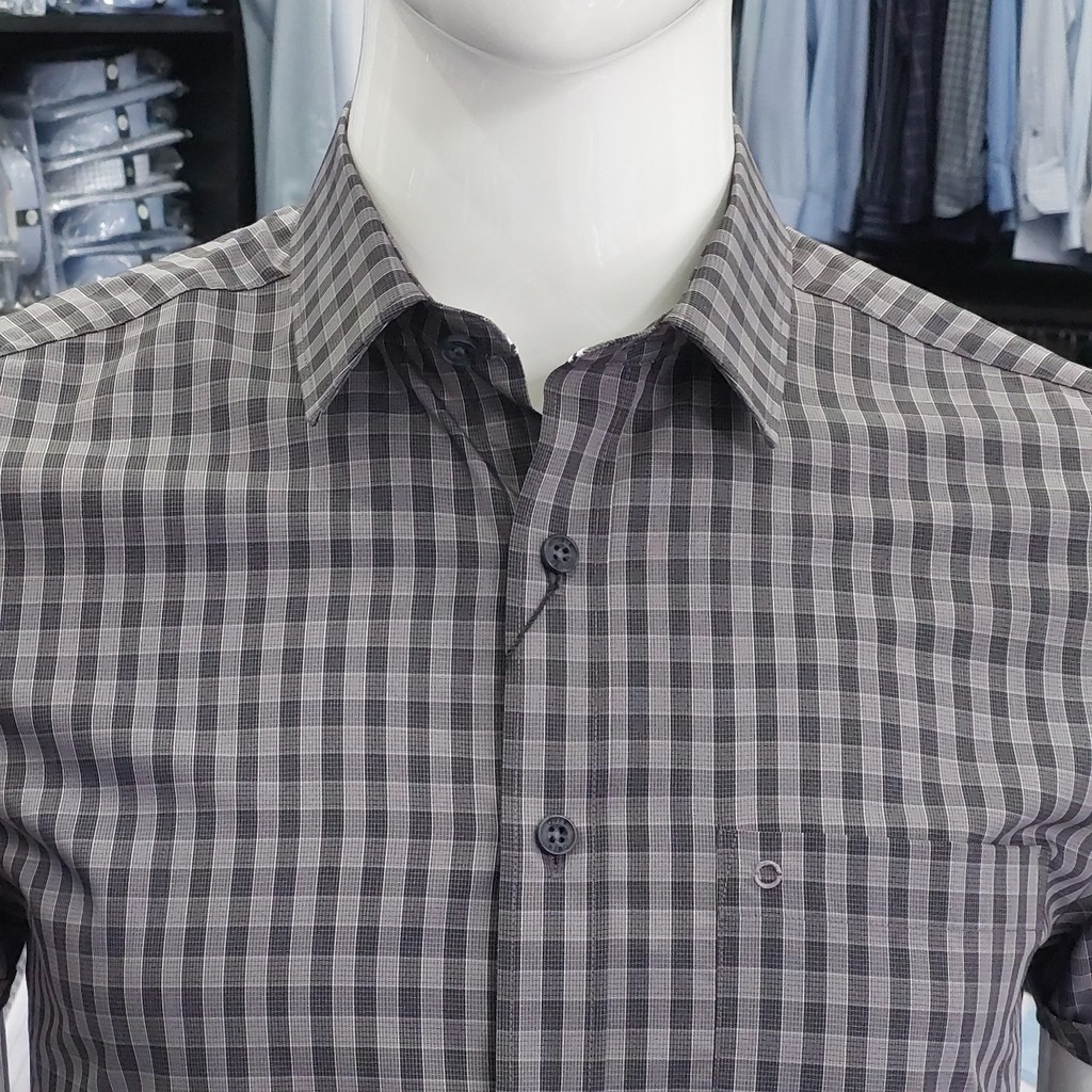 Áo Sơ Mi Nam Ngắn Tay Owen AR22709NT Somi Cộc Tay Công Sở Cao Cấp Kẻ Caro Nhỏ Nâu Xám Sợi Bạch Đàn Dáng Suông Tà Lượn | BigBuy360 - bigbuy360.vn