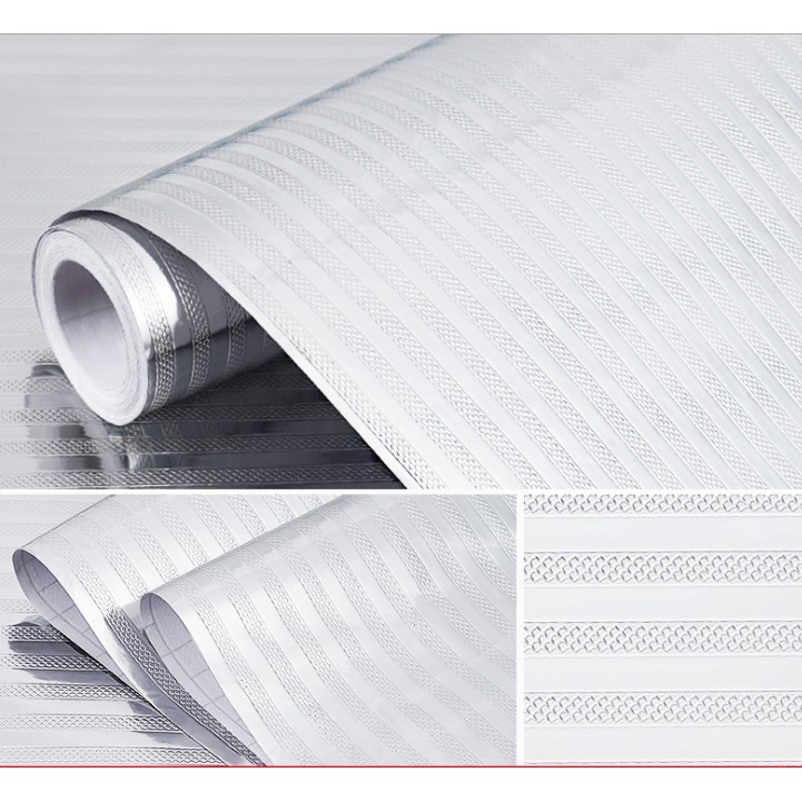 1m decal tráng nhôm BẠC SỌC khổ 60cm keo sẵn bóc dán