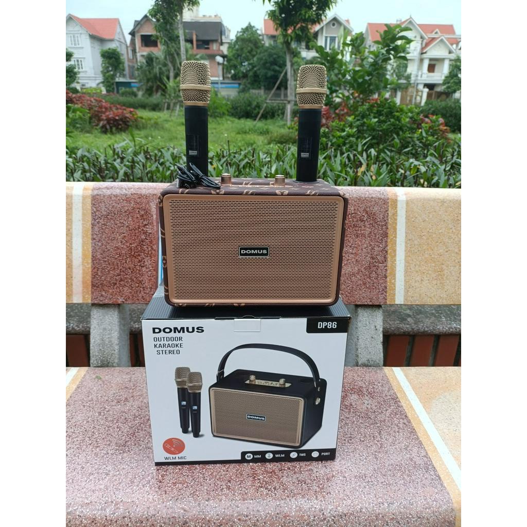 Loa Bluetooth DOMUS DP86 Kèm 2 Micro, Bass Mạnh, Âm Thanh Rõ, Full Box, Loa Hát Kèm Mic Bluetooth 5.2