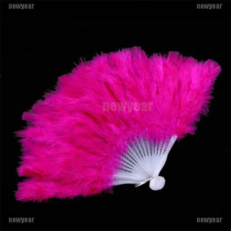 [new] 9 Colors New Costume Wedding Showgirl Dance Folding Hand Feather Fan Fancy [year]